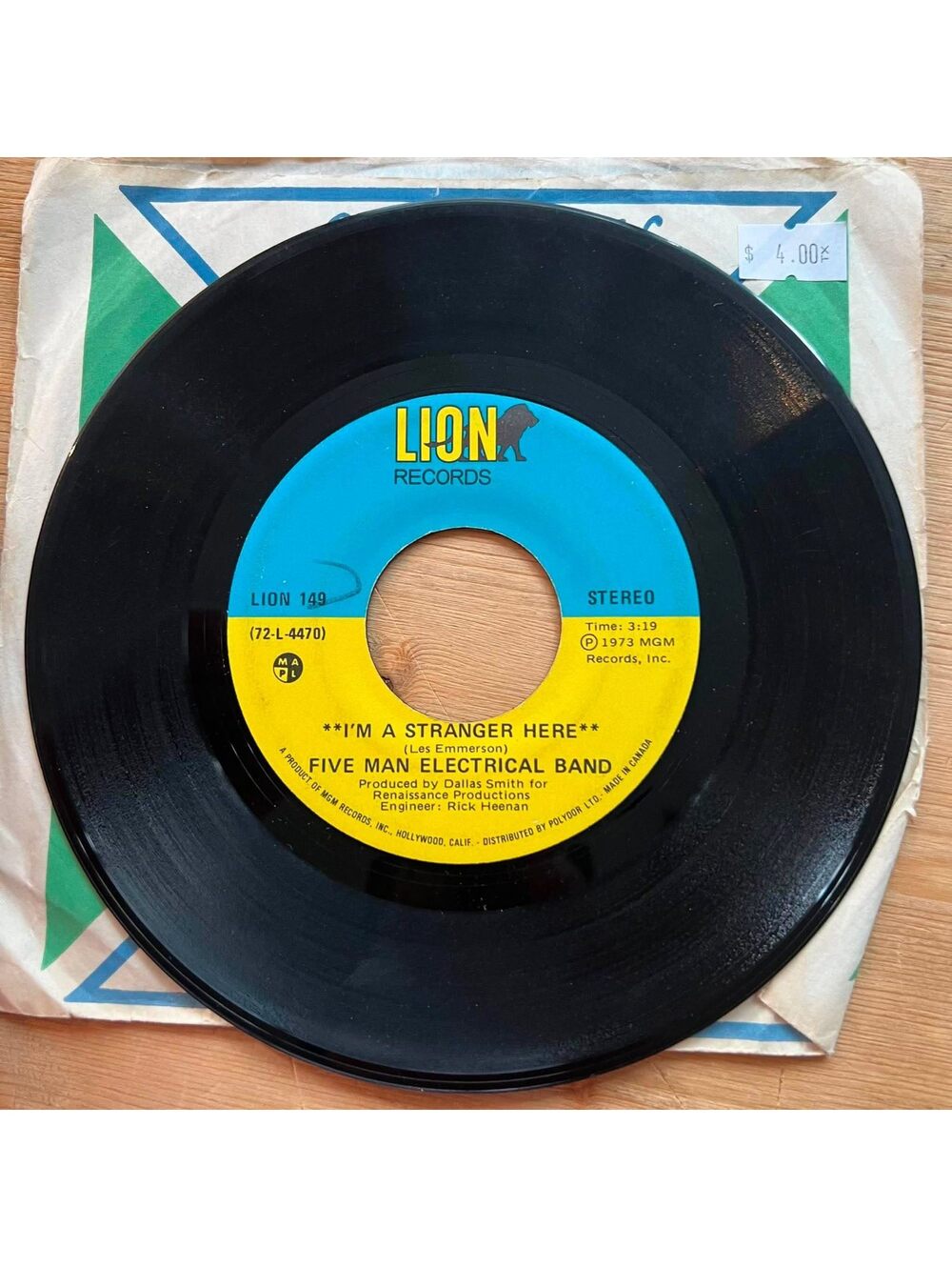 Five Man Electrical Band - I'm a Stranger Here 45rpm VG+ R90